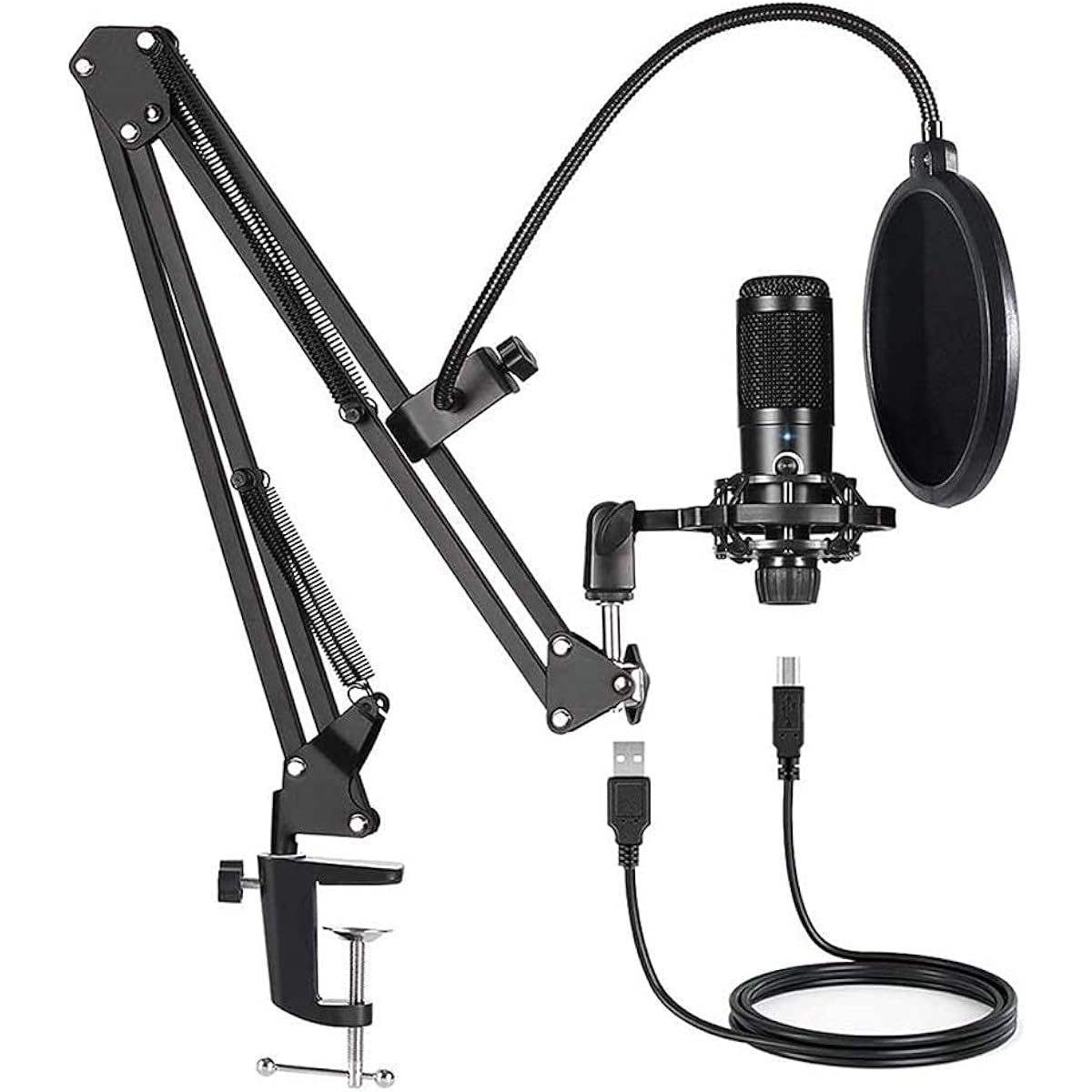 Professional USB Condenser Microphone Bundle Kit, Microphone with Adjustable Scissor Arm Stand Shock Mount
