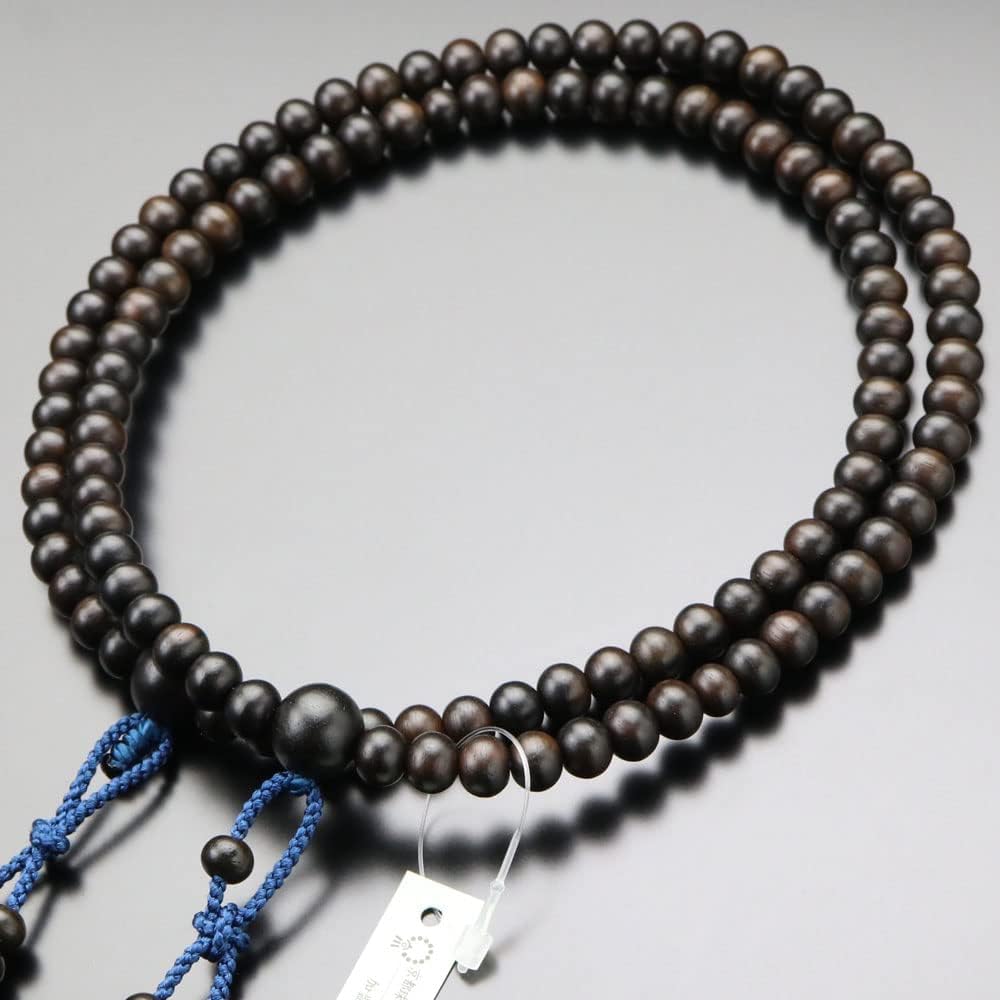 Shingon Buddhist Prayer Beads for Men, Shakuni Striped Ebony (Matte), Bon Tenbo (Iron Color) [Authentic Prayer Beads, Kyoto Prayer Beads, Kyoto, 108 Beads, 2 Shaka, Two Strands, Sorted, Wooden, Funeral, Funeral, Memorial Service, Memorial Service, Koyasa