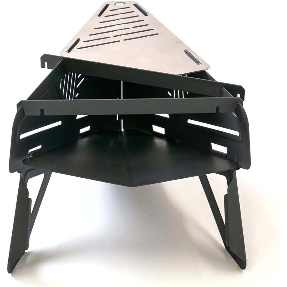 [AUTEC CAMP] COOK PIT Limited Black [Limited Item] Cockpit AO-112104 Grill Trivet Set Bonfire Stand Barbecue Stove (Compact Grill with Storage Case Lightweight Folding Autech Camp) Audio Technica