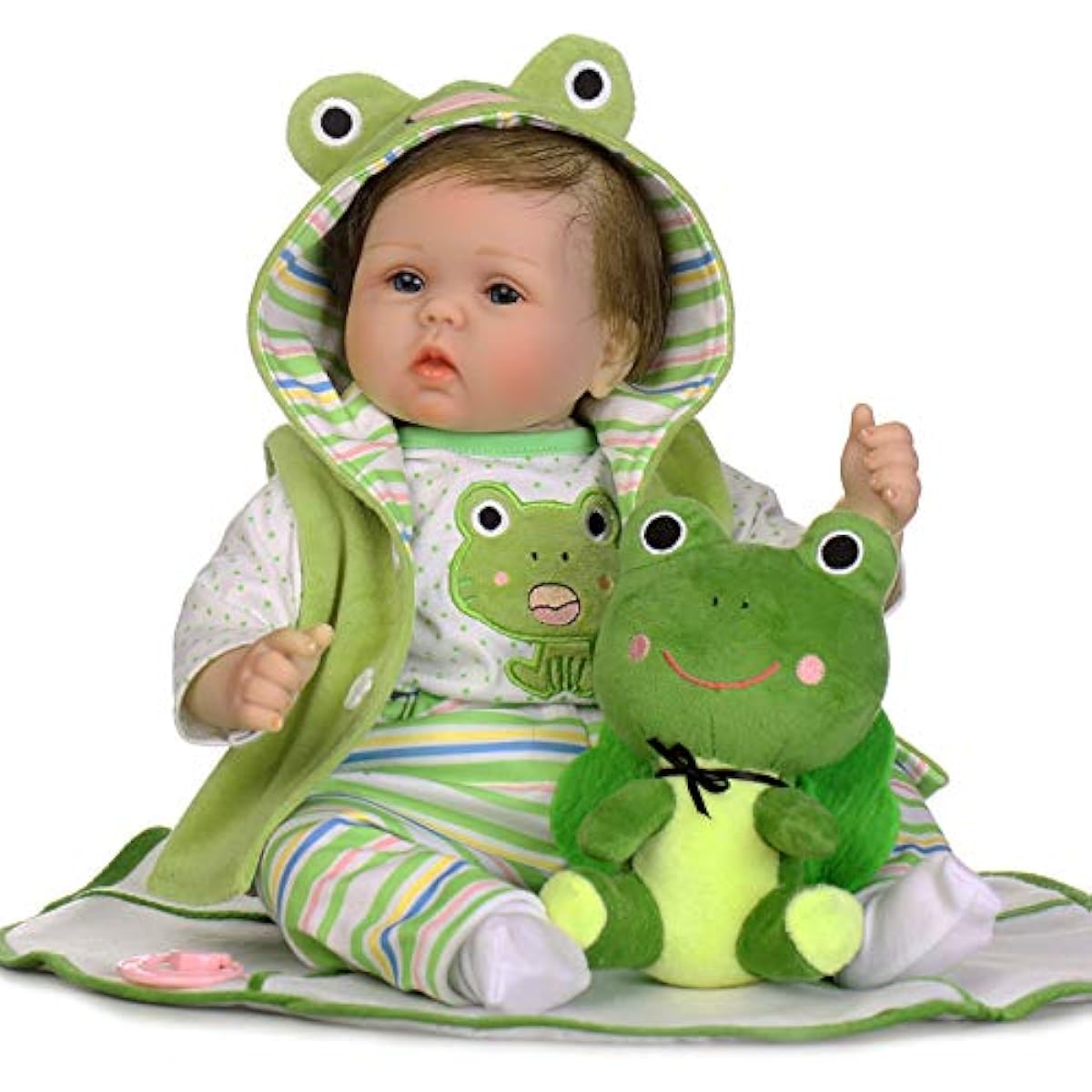 Pinky Reborn Lifelike Reborn Doll with Soft Body Realistic Vinyl 22 Inch Toy Doll Travel Frog Gift Set…