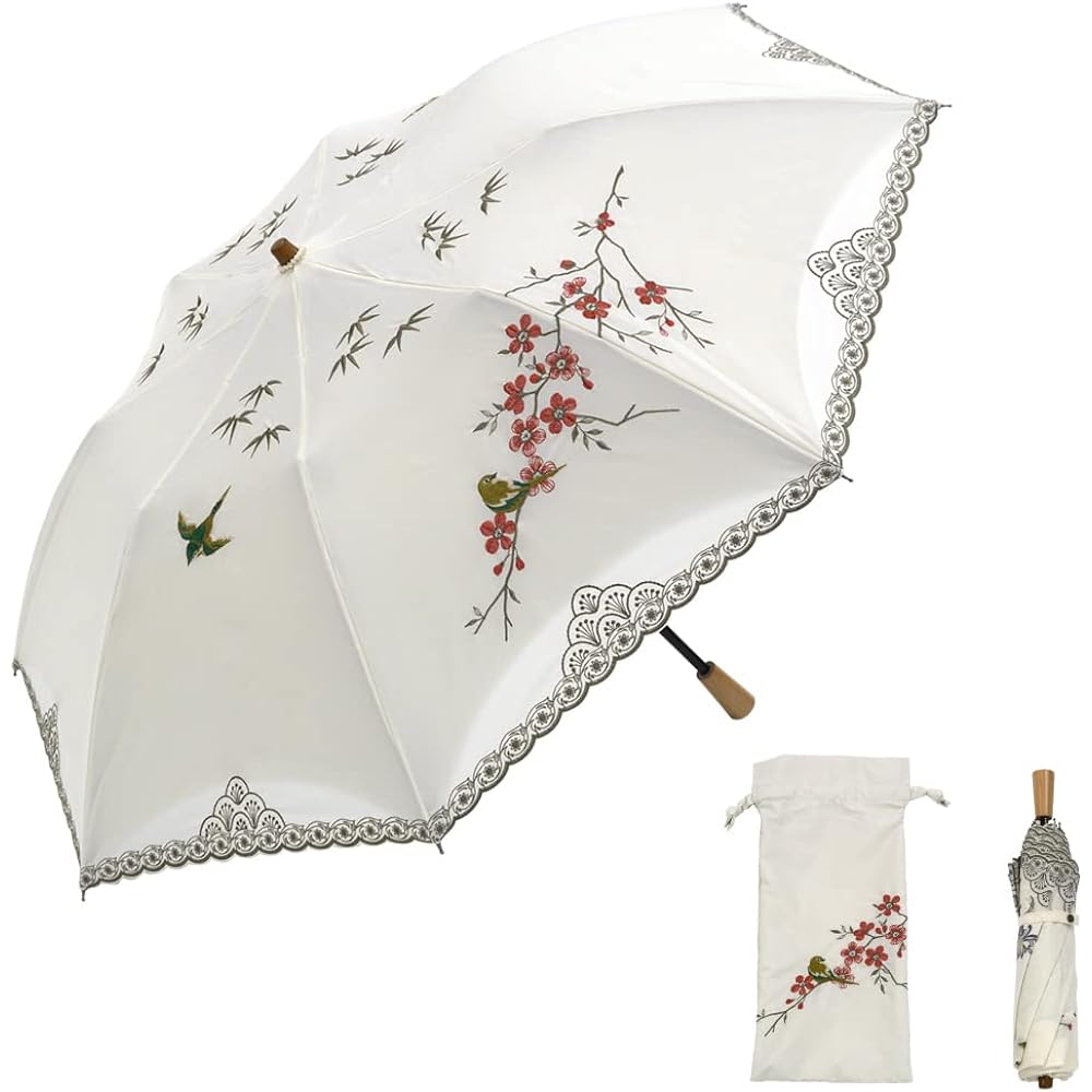 [Chinoiserie Modern] Parasol for both sun and rain, short folding, heat dissipation, tension, 1st class blackout, heat shielding, cool