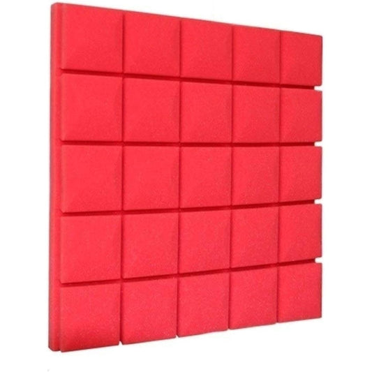 Anti-Noise Bar Acoustic Panel, Color Square Sound Absorbing Cotton Piano Room Tympanum Soundproofing Foam Self-Adhesive Easy Installation Household Supplies (Blue) (Red)