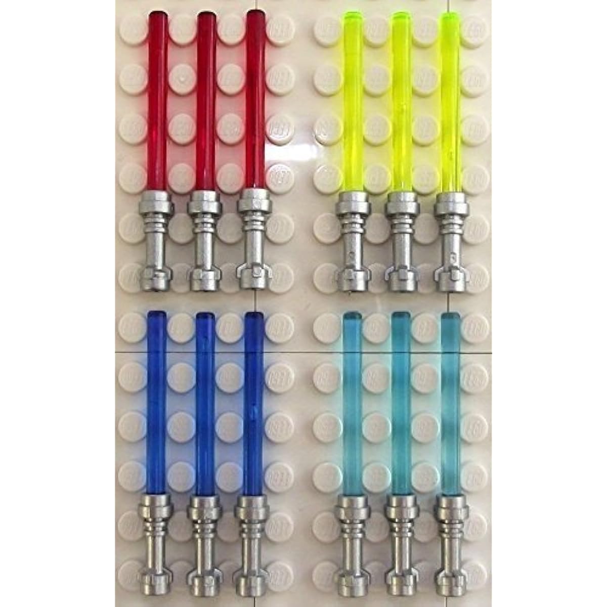 LEGO Star Wars - 12X lightsaber in 4 colours - silver hilts