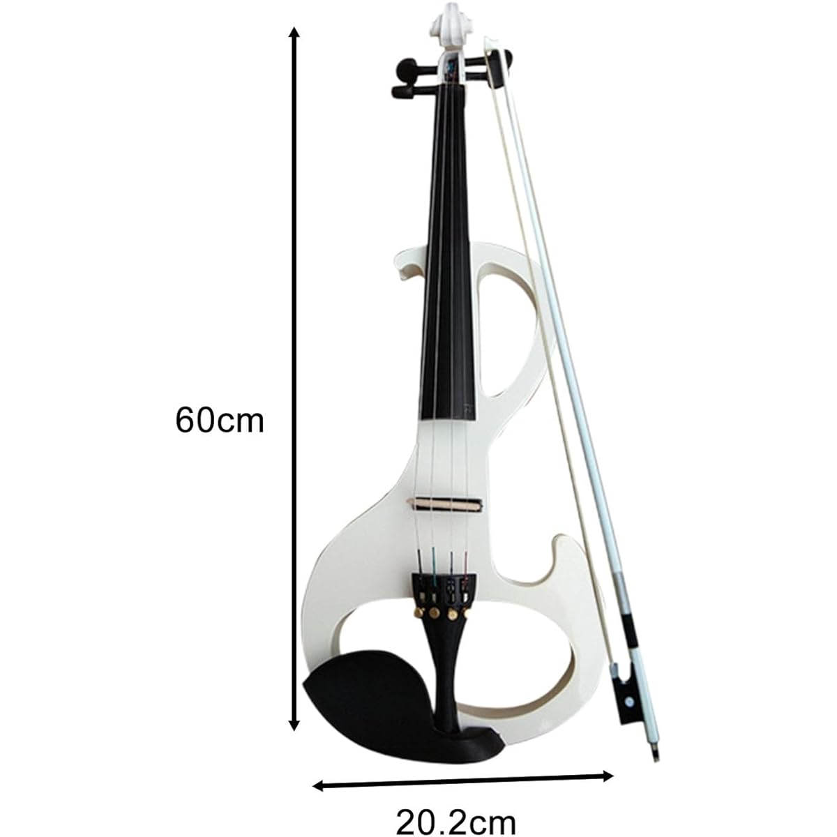 Tadill Electric Violin Set, Solid Wood Silent Electric Violin and Violin Bow with Carrying Case and Fittings, White
