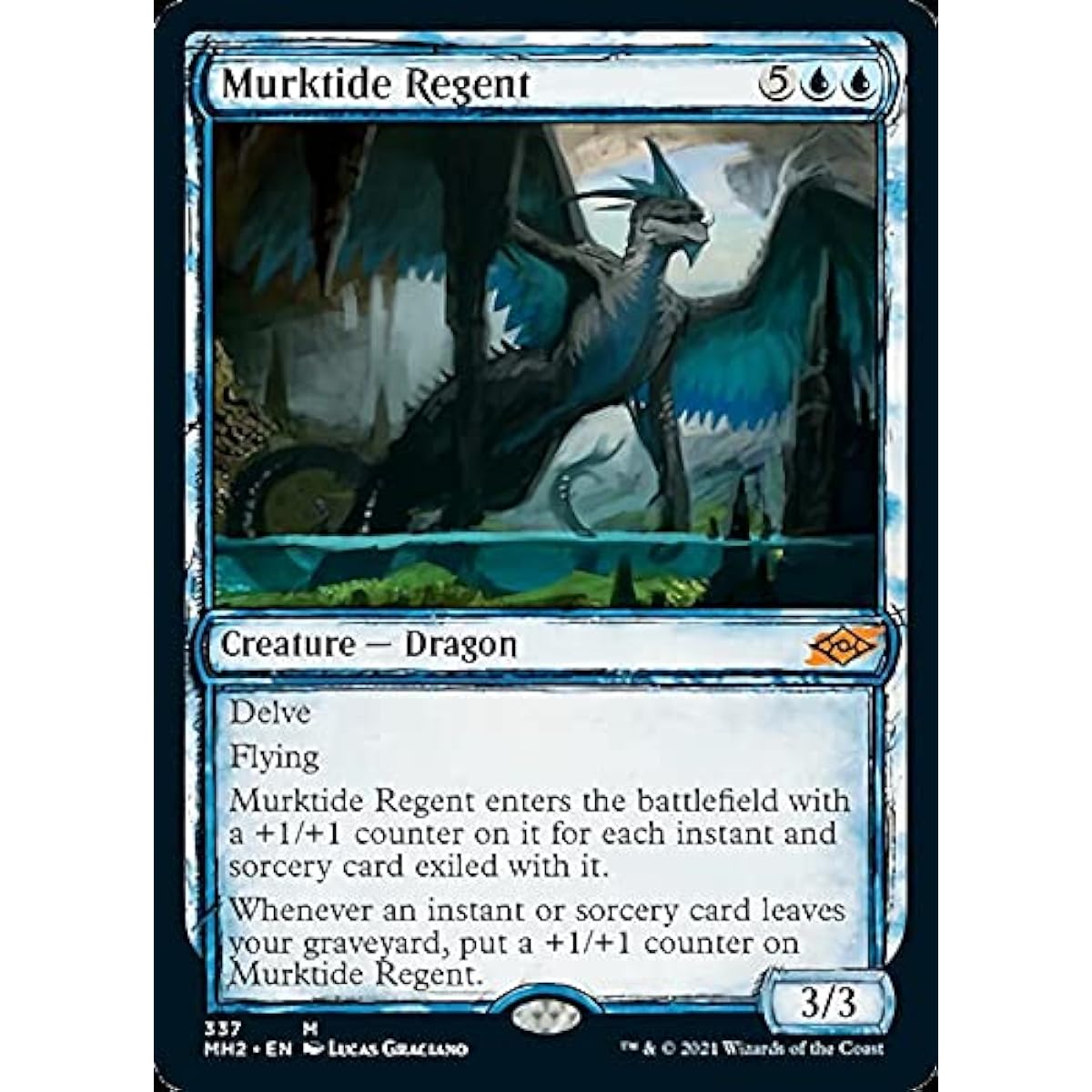 Magic: The Gathering - Murktide Regent (337) - Showcase (Sketch Art) - Modern Horizons 2