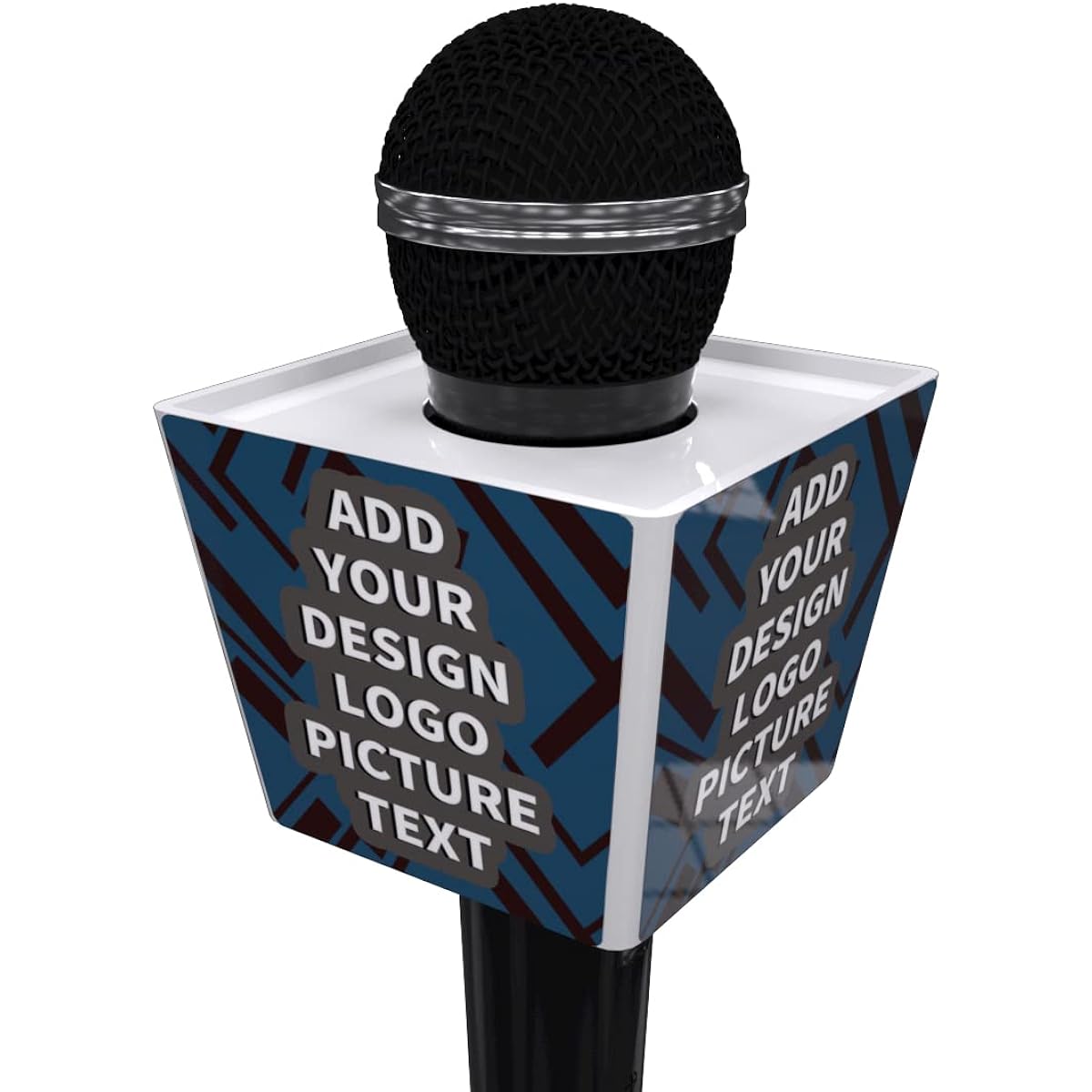 Custom Microphone Flag Logo Personalized Microphone Box Trapezoid Large Size (White)