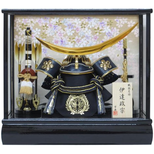 Kyoju May Doll No. 12 Date Kabuto Case Decoration YN30341GKC Weeping Cherry Blossoms Wooden Bow and Sword Kabuto Decoration Armor Decoration Case Date Masamune Kabuto