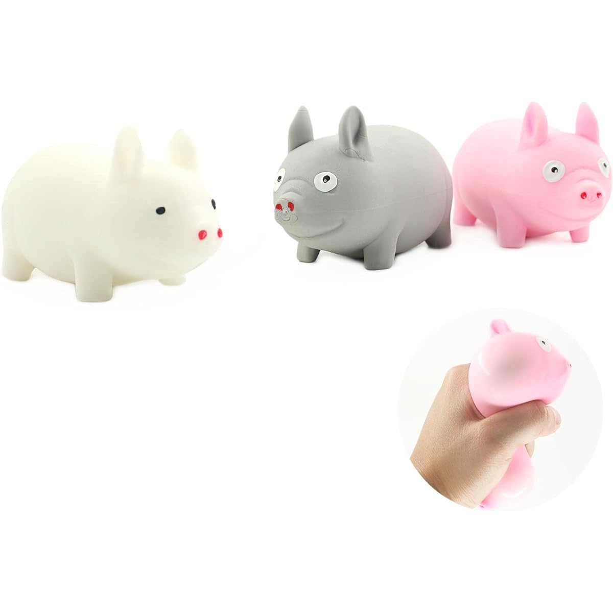 GuTiQuanjj Pig Stress Ball Toy Squeeze Toy for Adults & Kids, Cute Pig Squeeze Ball for Classroom Prizes/Birthday/Party Gifts 3pcs