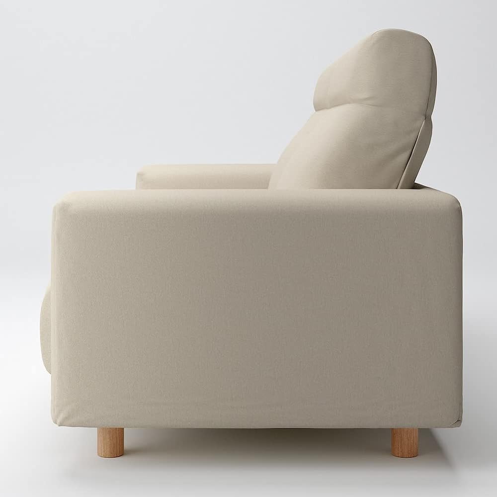 MUJI cover beige washed cotton canvas sofa body 2.5 seater feather pocket coil for high back 82583809 212:2.5 seater