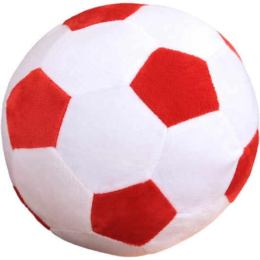 AOQI Plush Soccer Ball Fluffy Stuffed Animal Pillow Soft Plush Soccer Ball Pillow Durable Soccer Ball Stuffed Animal Toy Soccer Ball Gift for Kids Boys Baby (Red - White 17.7inch/45cm)