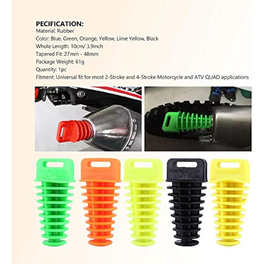 Muffler Wash Plug Motorcycle Dirt Bike 2/4 Stroke ATV Quad Silencer Wash Plug Kit (Color: Black) Car Modification/Modification/Performance Supplies Dirt Bike Plug 4 Stroke