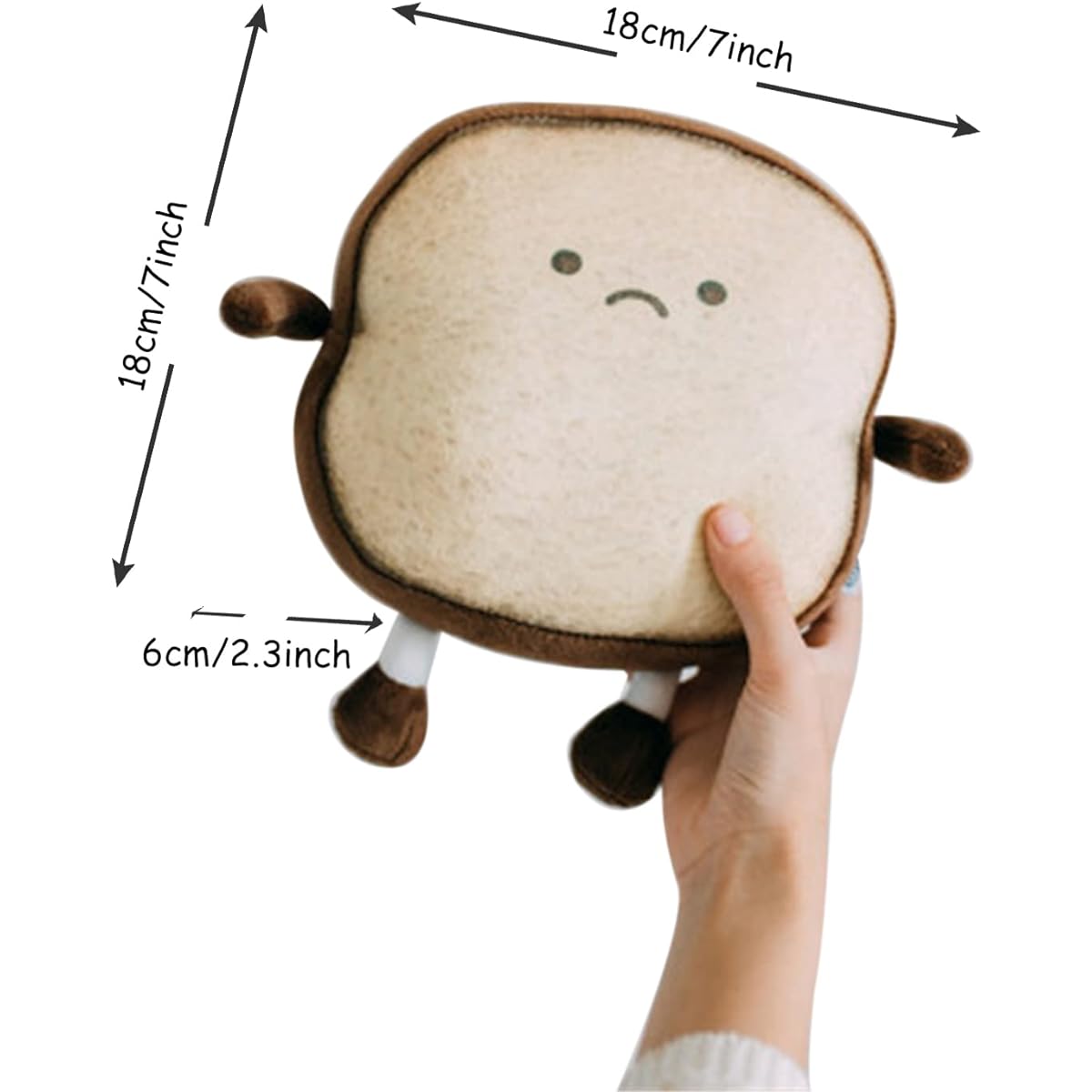 Toast Bread Plush Pillow Cute Simulation Bread Shaped Cushion Lumbar Cushion Plush Toy for Home Decoration (Unhappy)