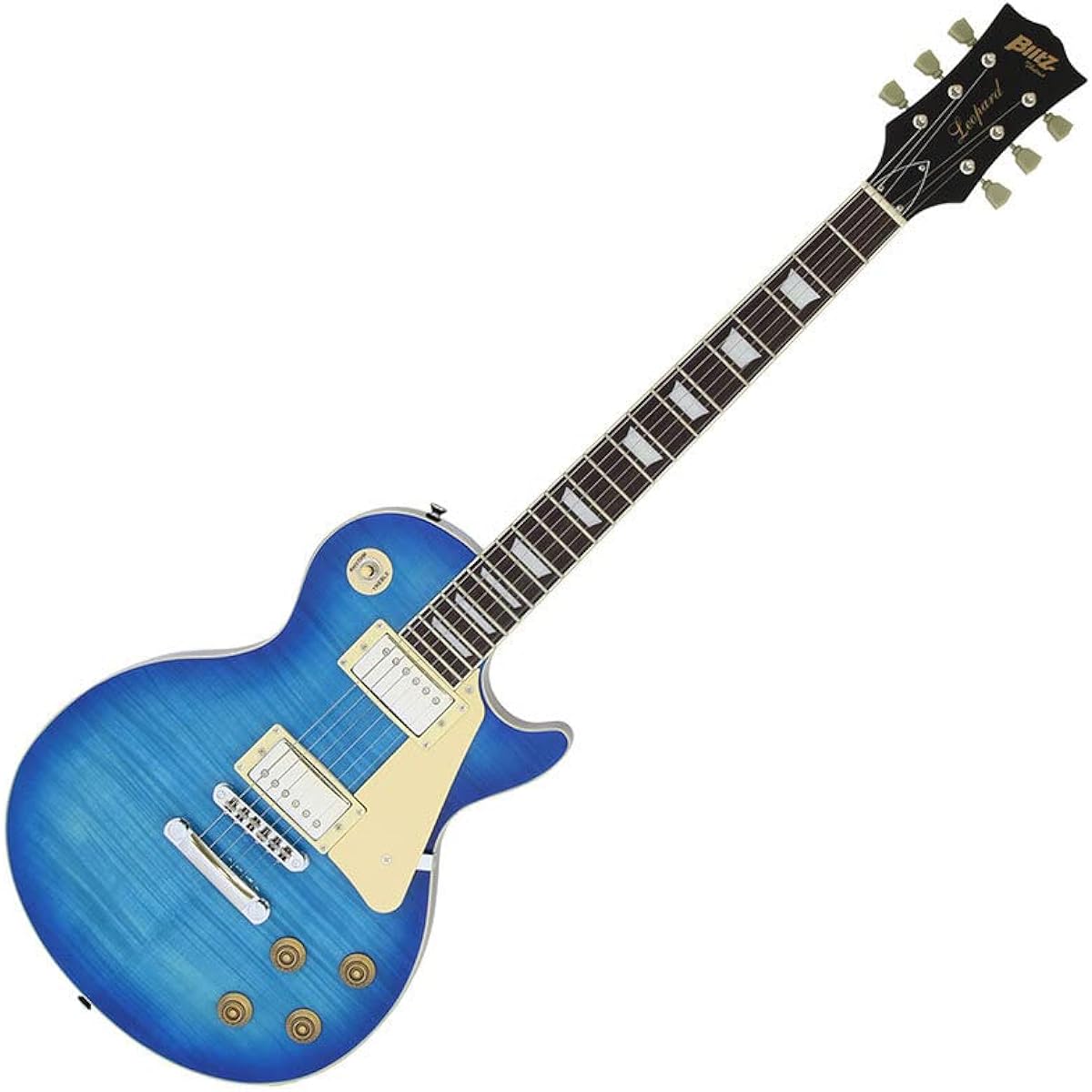 Blitz by AriaProII BLP-450 SBL Electric Guitar Beginner 14-piece Set [With Mini Amplifier] Les Paul Standard See-through Blue Blitz