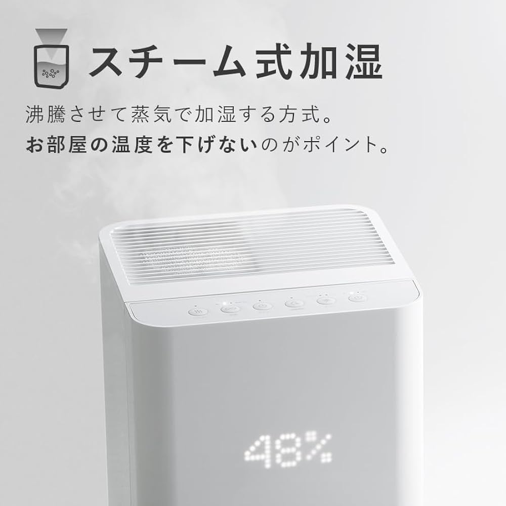 Three Up Top Water Supply Type Large Capacity Steam Humidifier 5.5L Maximum Humidification Volume 600ml/h 17 Tatami Hygienic ST-T2139WH