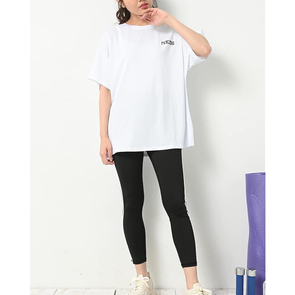 [JANJAM] Large Size Women's Top and Bottom Setup T-shirt Leggings Half Sleeve Logo Quarter Length 2 Piece Set Sportswear