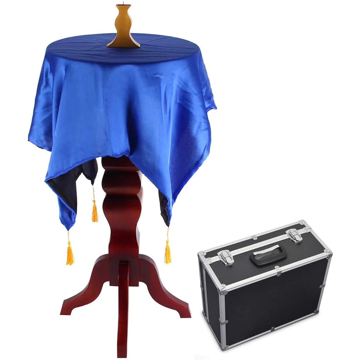 [Magic Trick] Floating Table / Round Floating Table with Wooden Box + Vase + Aluminum Alloy Suitcase Stage Magic Prop