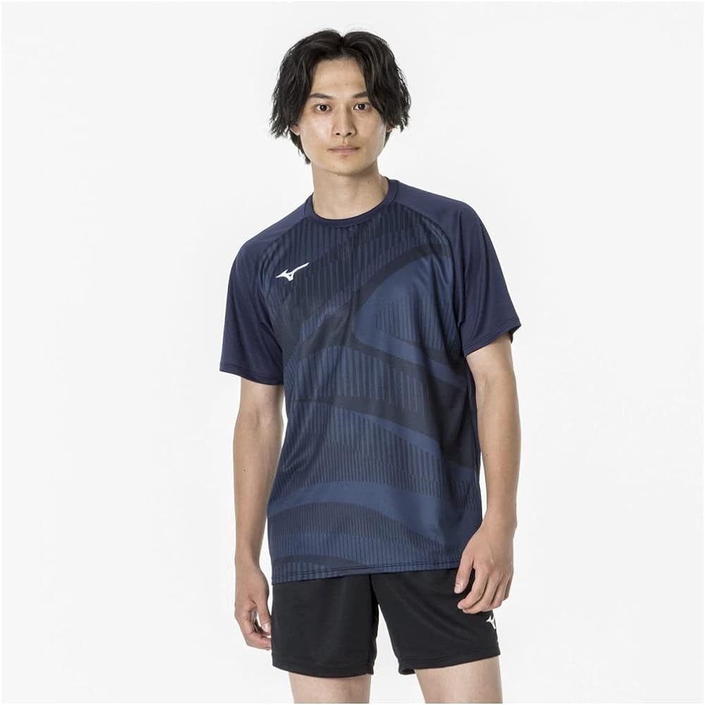 Mizuno 82JAA104 Table Tennis Wear, Game Shirt, Short Sleeve, U-Neck, Unisex, Sweat Absorbent, Quick Drying, JTTA Officially Approved