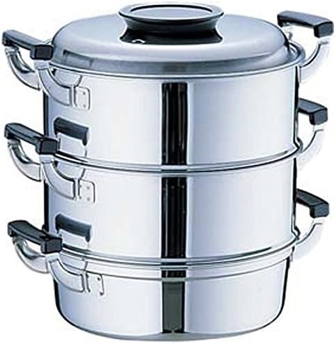 Mikojima Seisakusho Peach Seal Round Steamer 27cm 2 Tiers 18-0 Stainless Steel Japan AMS72272