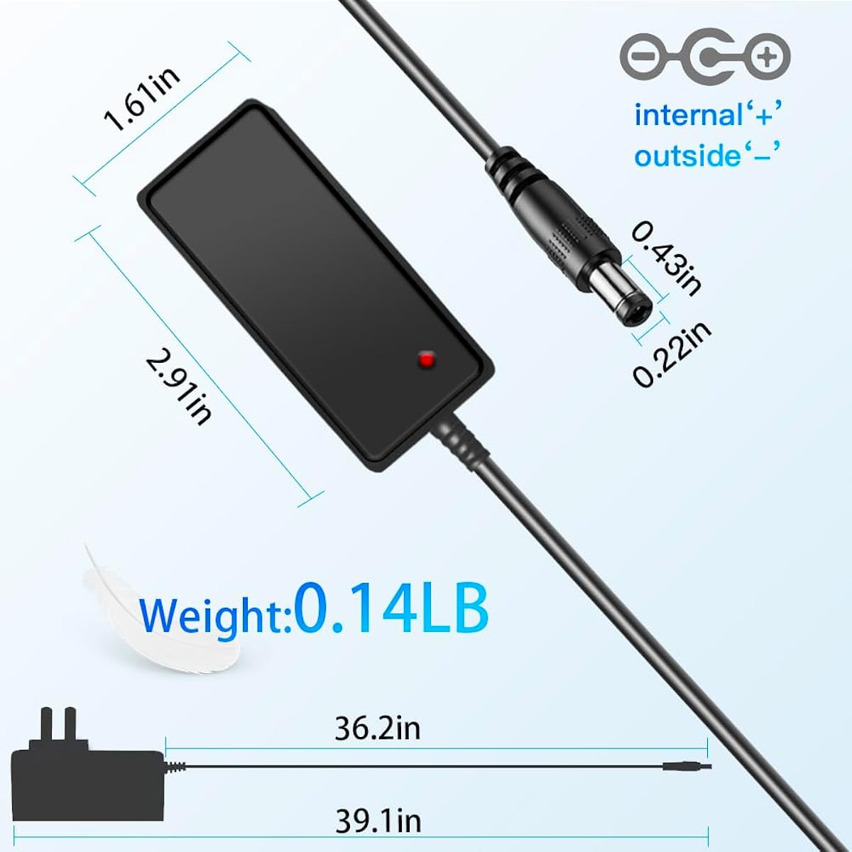 MTDZKJG 24V 0.5A Power Adapter 100~240V AC to DC 24V 500mA Power Adapter 24V Power Cord Converter Transformer 5.5x2.5mm with 2.1mm Plug Essential Oil Diffuser 24V Wall Charger