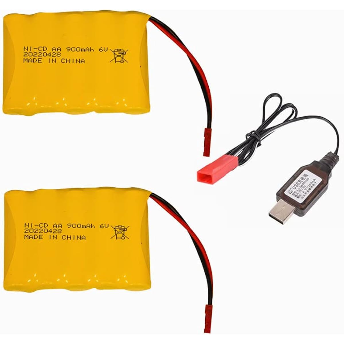 6V 900mAh NID-CD Battery Pack with JST Plug for RC Bulldozer RC Excavator RC Toys 2 Pack