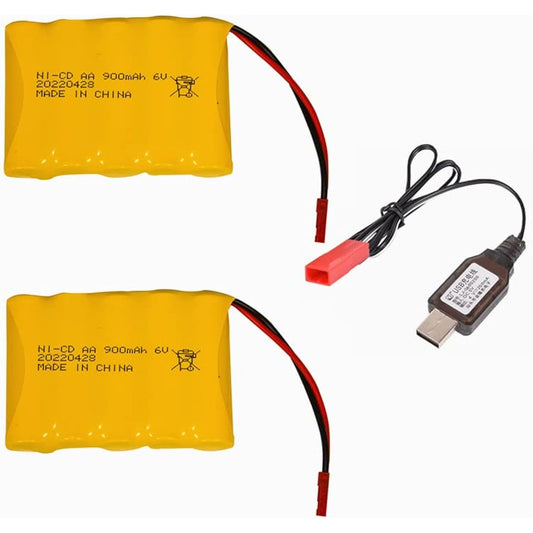 6V 900mAh NID-CD Battery Pack with JST Plug for RC Bulldozer RC Excavator RC Toys 2 Pack