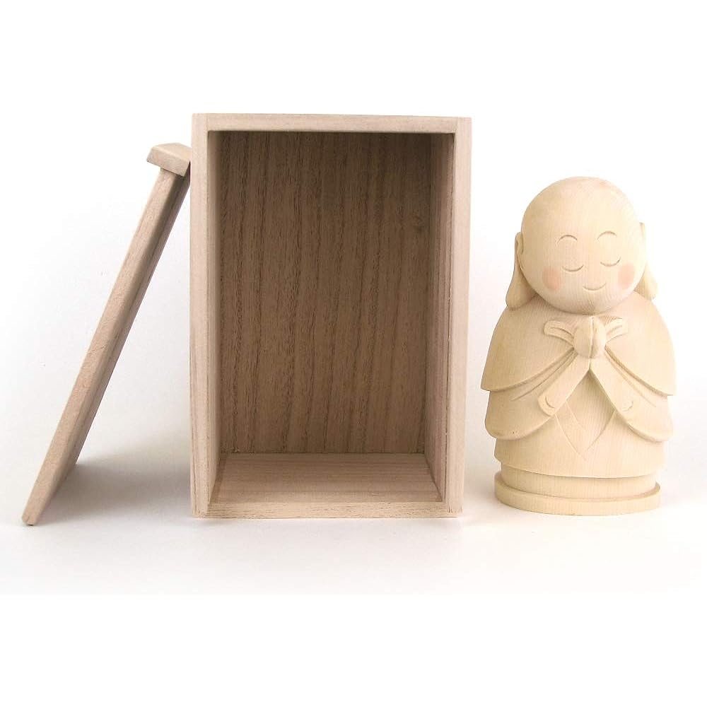 Kurita's special Buddha statue [Bodhisattva] Jizo (total height 15 cm, width 9.5 cm, depth 7.5 cm) Comes with a domestic paulownia box High-quality wood carving made of cypress wood 13844