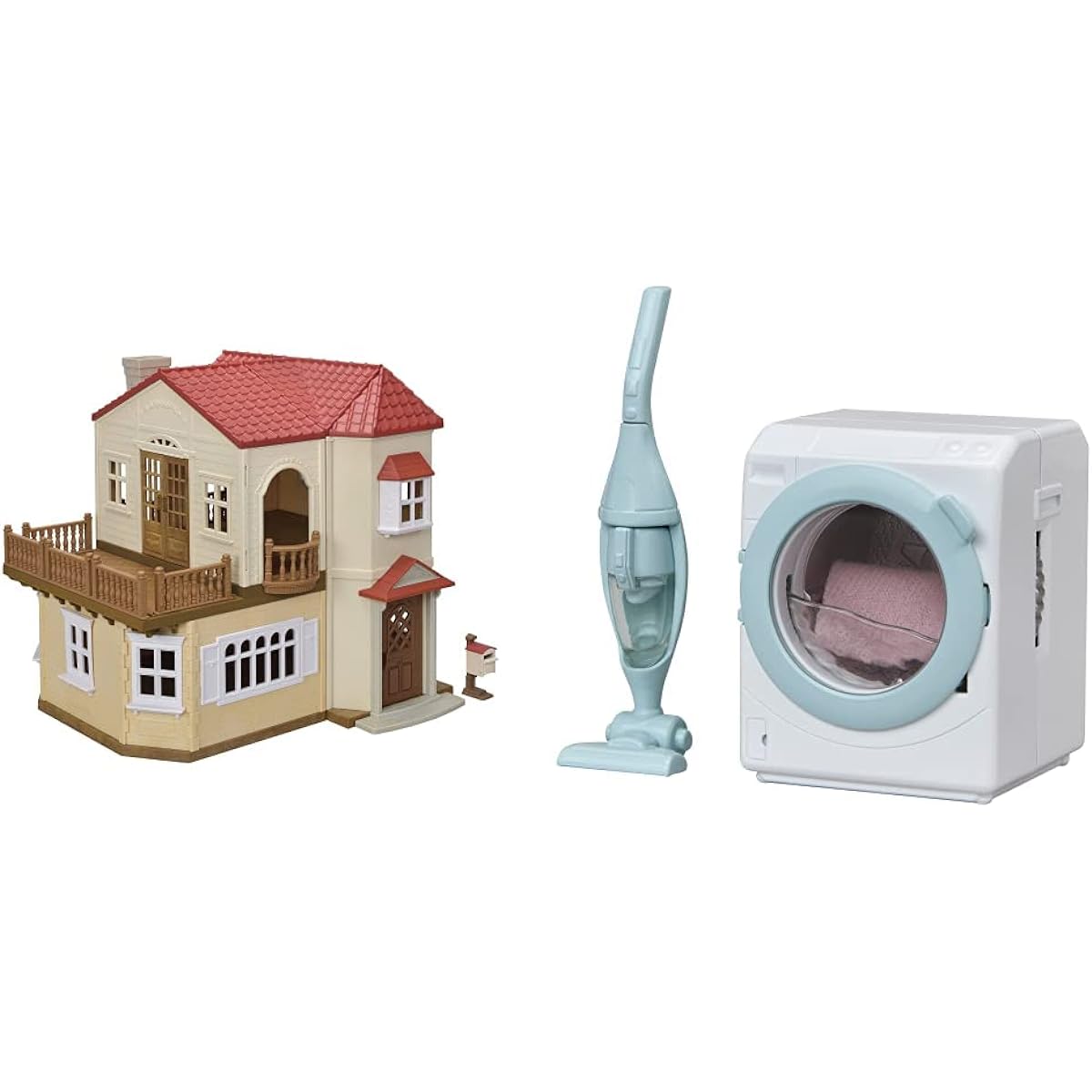 [Japan Toy Awards 2022 Character Toy Division Excellence Award] Sylvanian Families House Big House with Red Roof -Secret Room in the Attic- Ha-51 & Sylvanian Families Furniture Washing Machine/Vacuum Machine Ka-626 [Set Purchase]