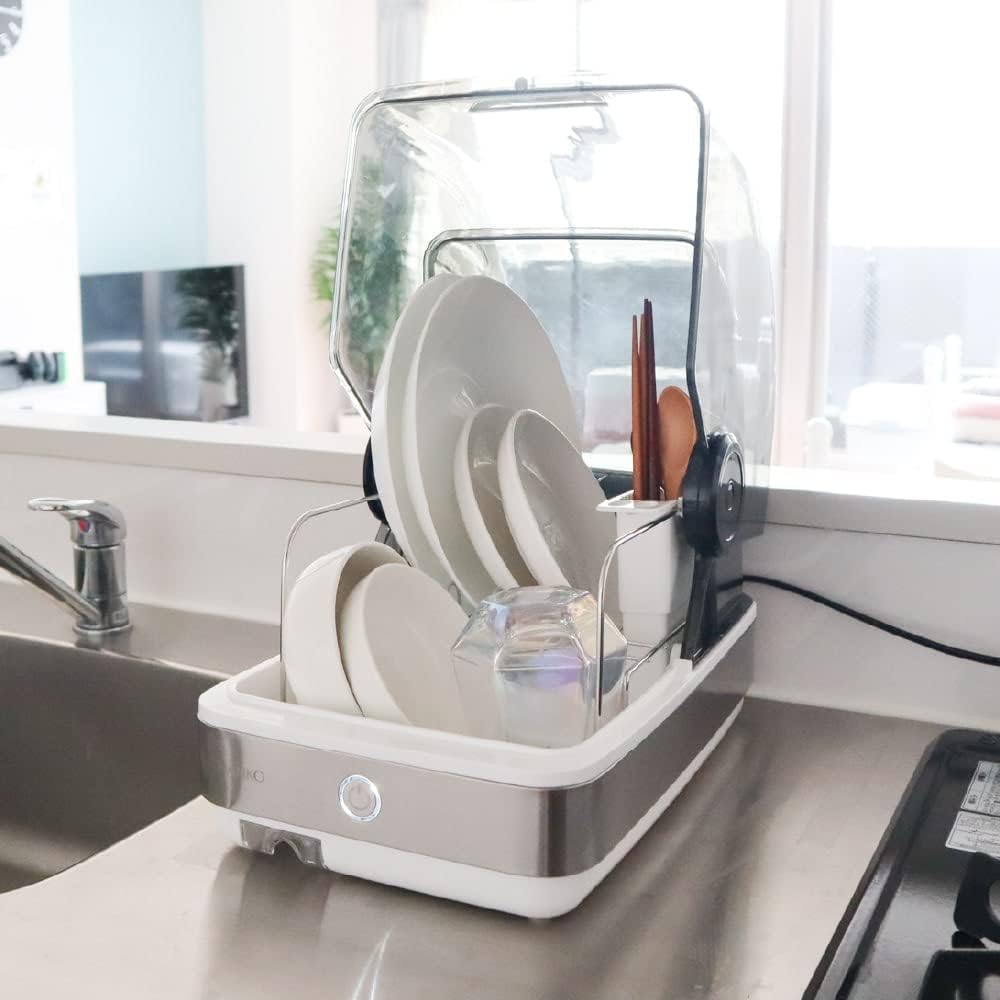 Thanko Safe with UV sterilization "Dish dryer Slim that can be placed next to the sink" White