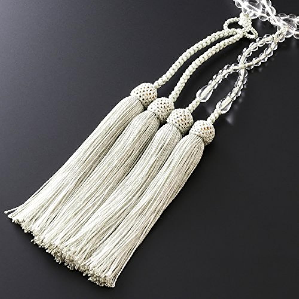 Kyoto Buddhist Altar Hayashi Prayer Beads Jodo Shinshu Eight Size Genuine Crystal Two Colored Bunches (Hiwa White) (For Women) Formal Official [Bead Bag Set] SW-074 Kyoto Prayer Beads