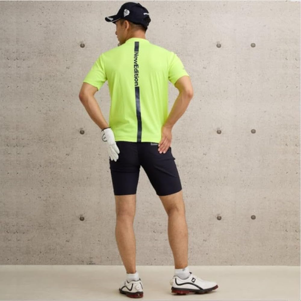 [NewEdition GOLF] Golf Wear Men's Backline Mock Neck Shirt High Neck Shirt Men's Quick Drying/Absorbent Sports Material Short Sleeve Shirt NEG-317-318-319-322