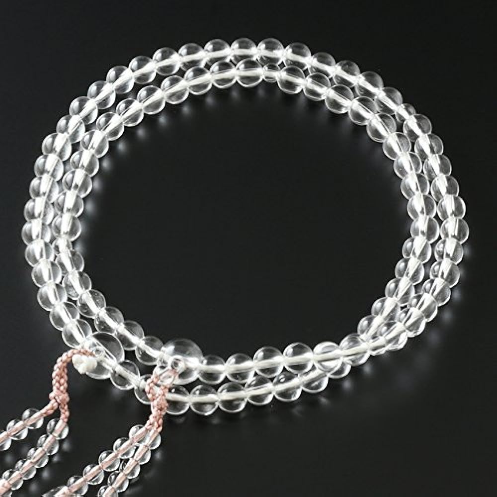 Kyoto Buddhist Altar Hayashi Prayer Beads for Eight Sects (For Eight Sects) Genuine Crystal Two-Colored Bunch (Ashen Cherry White) (For Women) Official Ceremony [Bead Bag Set] SW-078 Kyoto Prayer Beads