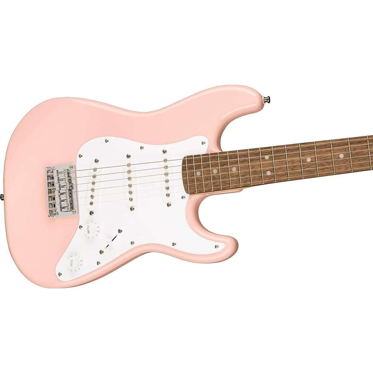 Squier Electric Guitar Mini Stratocaster®, Laurel Fingerboard, Shell Pink with Soft Case