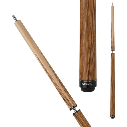 Action ACTBJZ Zebrawood Break Jump Billiard Pool Cue Stick Wood to Wood Joint 58" Long with 13mm Phenolic Tip and Black Rubber Bumper