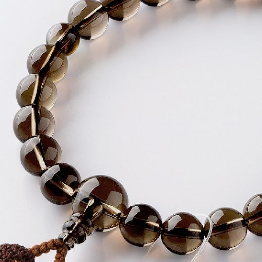 Buddhist altar store Takita Shoten Kyoto prayer beads for men, brown crystal, 22 beads, pure silk head tassel, beads bag included Men's prayer beads that can be used by all sects, certificate included