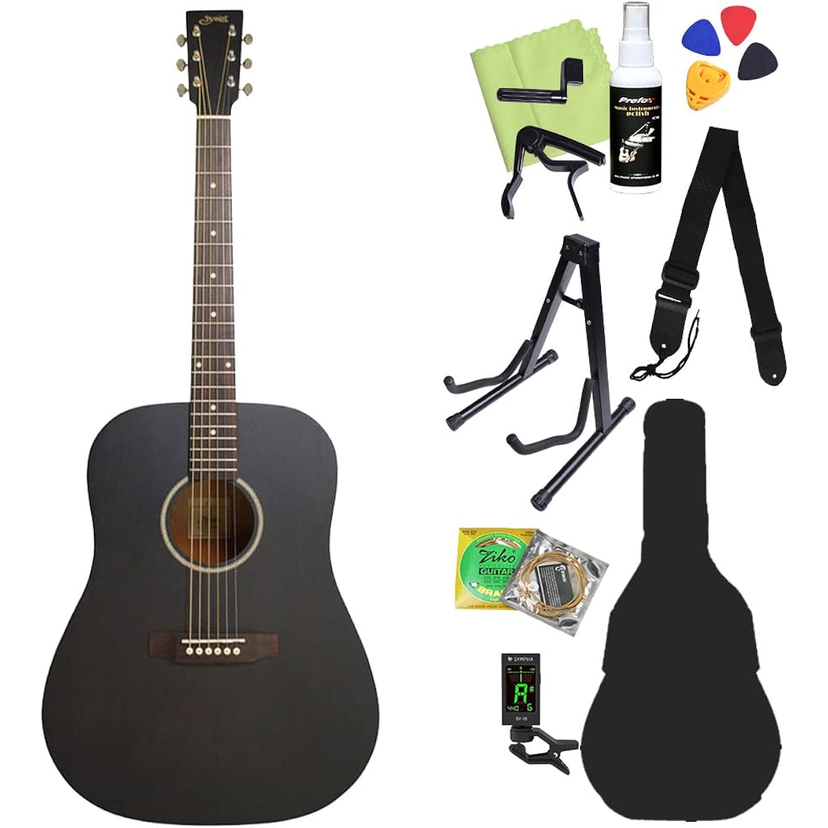S.Yairi YD-04/BLK Black Acoustic Guitar Beginner Set 12-piece Western Guitar Limited Series S Yairi
