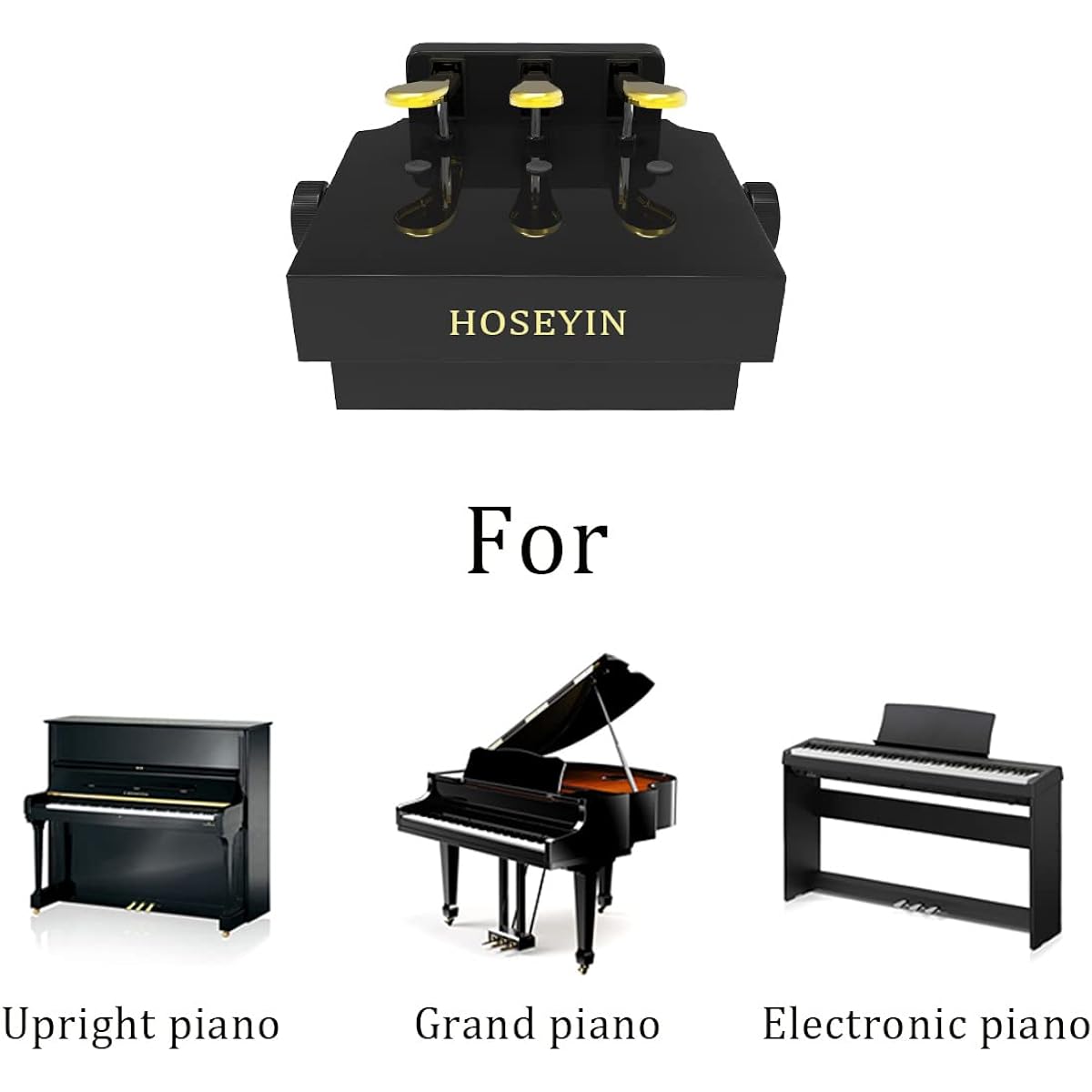 HOSEYIN Wooden Adjustable Lifting Piano Pedal Extender Bench for Kids Height Adjustable Piano Foot Pedal Design with 3 Pedal (Bright Black)