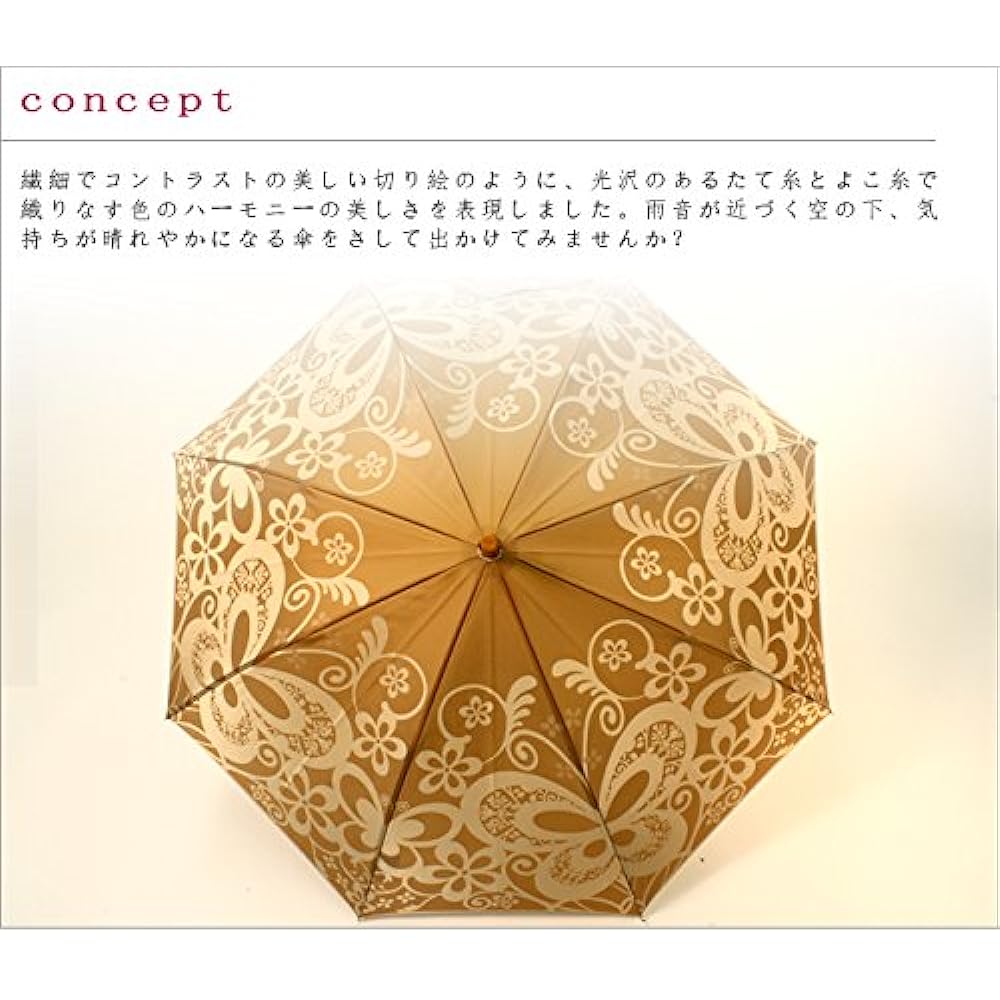 Makita Shoten Luxury long umbrella "kirie butterfly" mustard