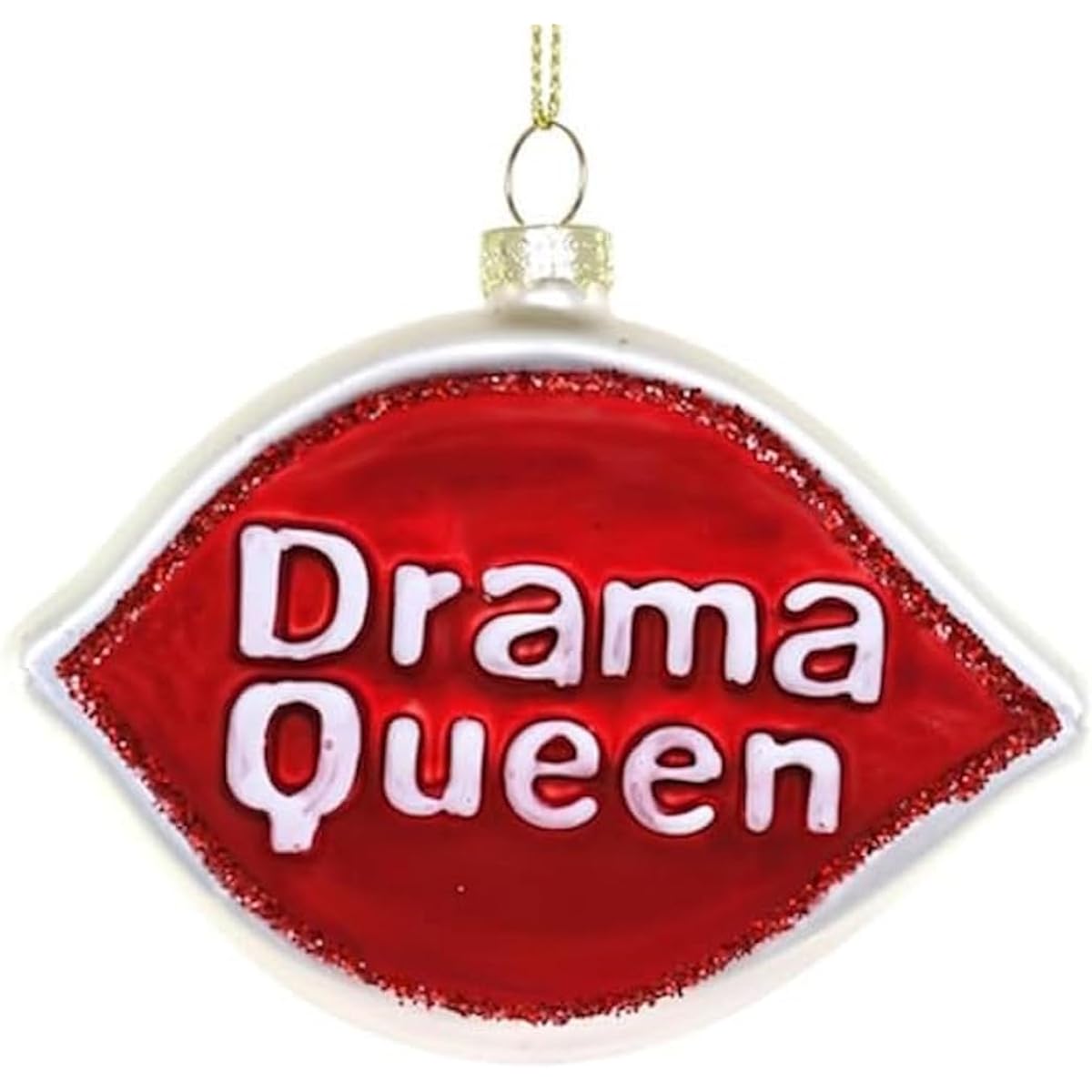 The Bridge Collection Drama Queen Ornament - Red & Silver Glitter Ornament Holiday Decor - Drama Queen Christmas Ornament - Funny Christmas Ornament