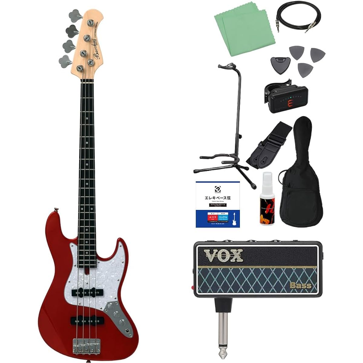 Bacchus WJB-Mini CAR Bass Beginner 12-piece Set [with amPlug] Jazz Bass Type Mini Size Bacchus