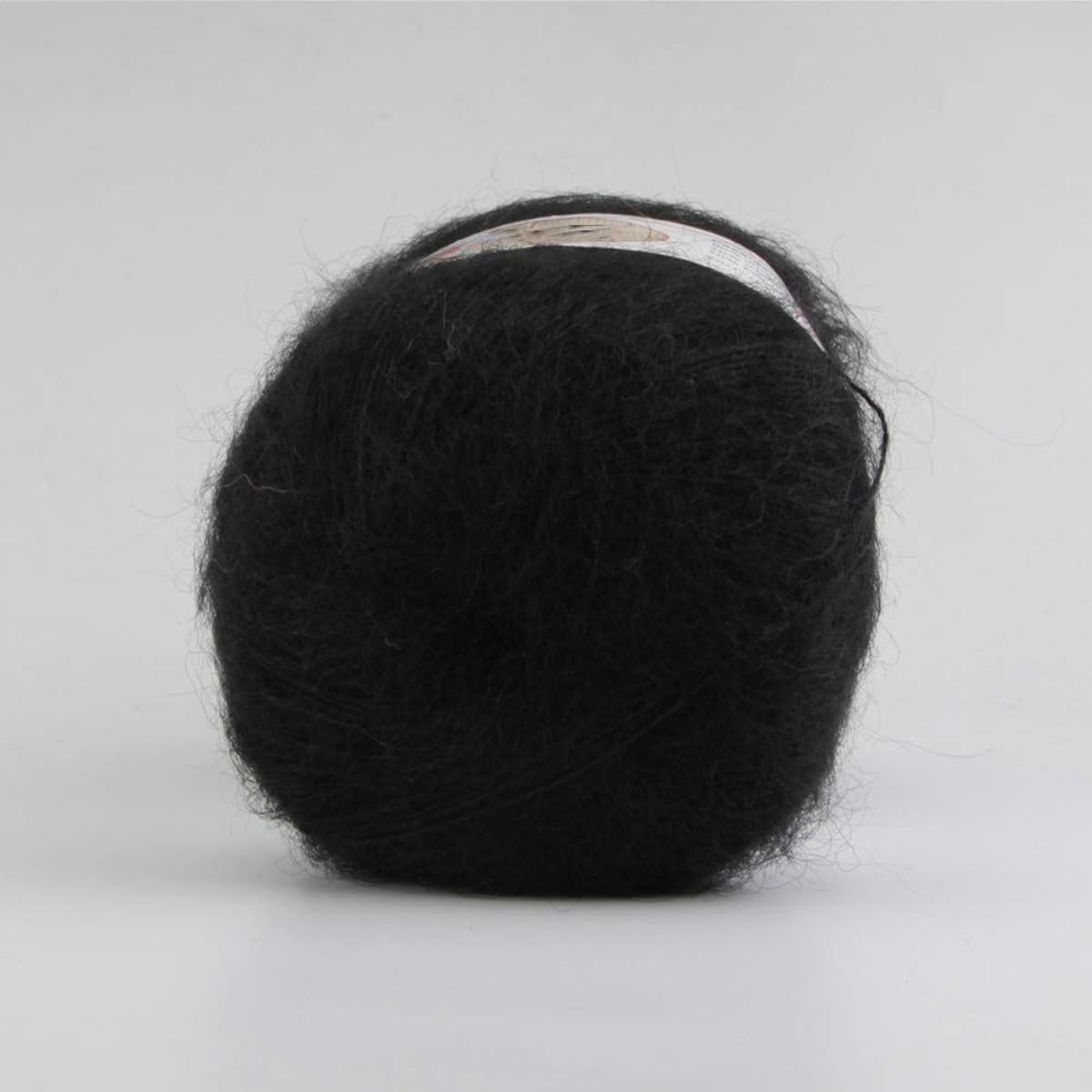 Musuger One Skein Soft Angora Mohair Long Hair Medium Fine Yarn Wool Cashmere Knitting Yarn 50g(1.76oz)/125m, Black 07