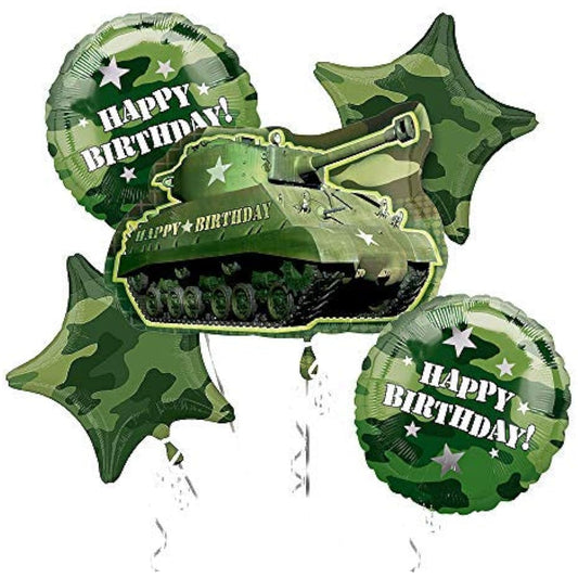 Army Tank Camouflage Party Supplies Birthday Balloon Bouquet Decorations