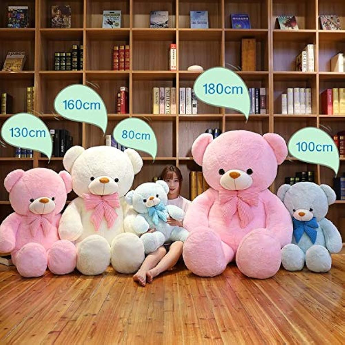 Stuffed animal, extra large, bear, teddy bear, Christmas, large animal, hug pillow, birthday present, interior decoration, bear sewn wrapping, ornament, store decoration (pink, 130cm)