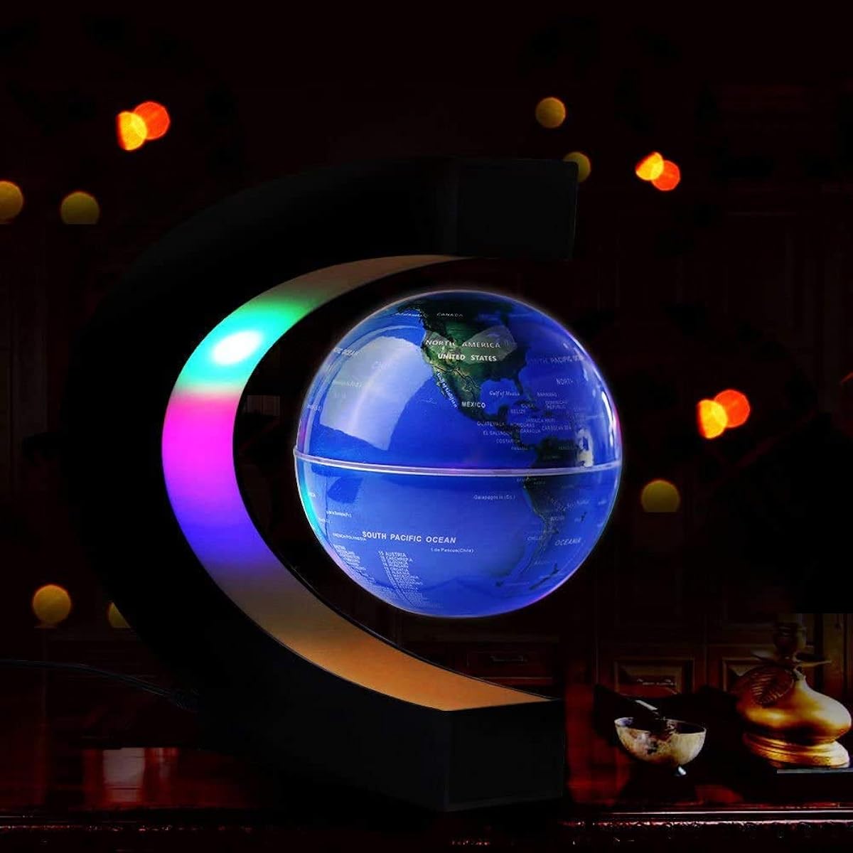 Floating Globe Magnetic Levitating Globe Cool Gadget Gifts Office Decor Fun Tech Gifts for Men Magnetic Floating Globe Spinning Globe with LED Lights