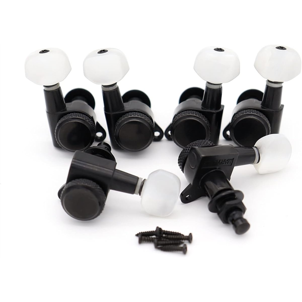 ALFAAL 1 Set Guitar Tuning Pegs Pearl Button Head Guitar Locking Tuner Machine Heads (Color : 3L3R Black)