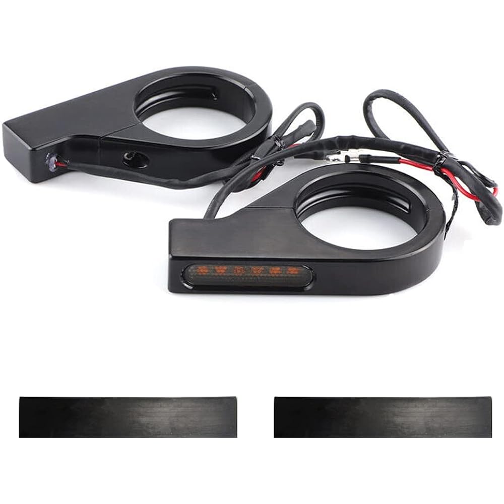 Motorcycle 39mm 41mm Fork Clamp Turn Signal LED Indicator Amber Light for Harley Honda Chopper Bobber Cafe Racer Black