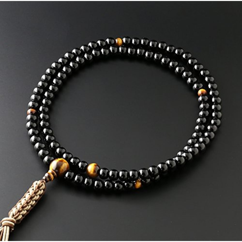 Kyoto Buddhist Altar Hayashi Prayer Beads Rinzai Sect Ebony Tiger Eye (for Men) Official Official [Bead Bag Set] SM-079 Kyoto Prayer Beads