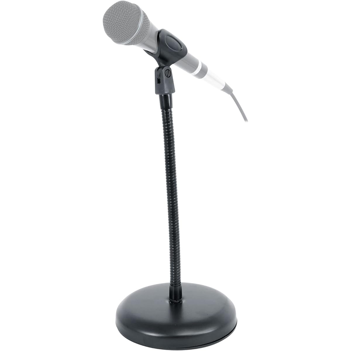 Rockville RDMS7 Desktop Microphone Stand with 11.8" Gooseneck + Weighted Base + Webcam Adapter
