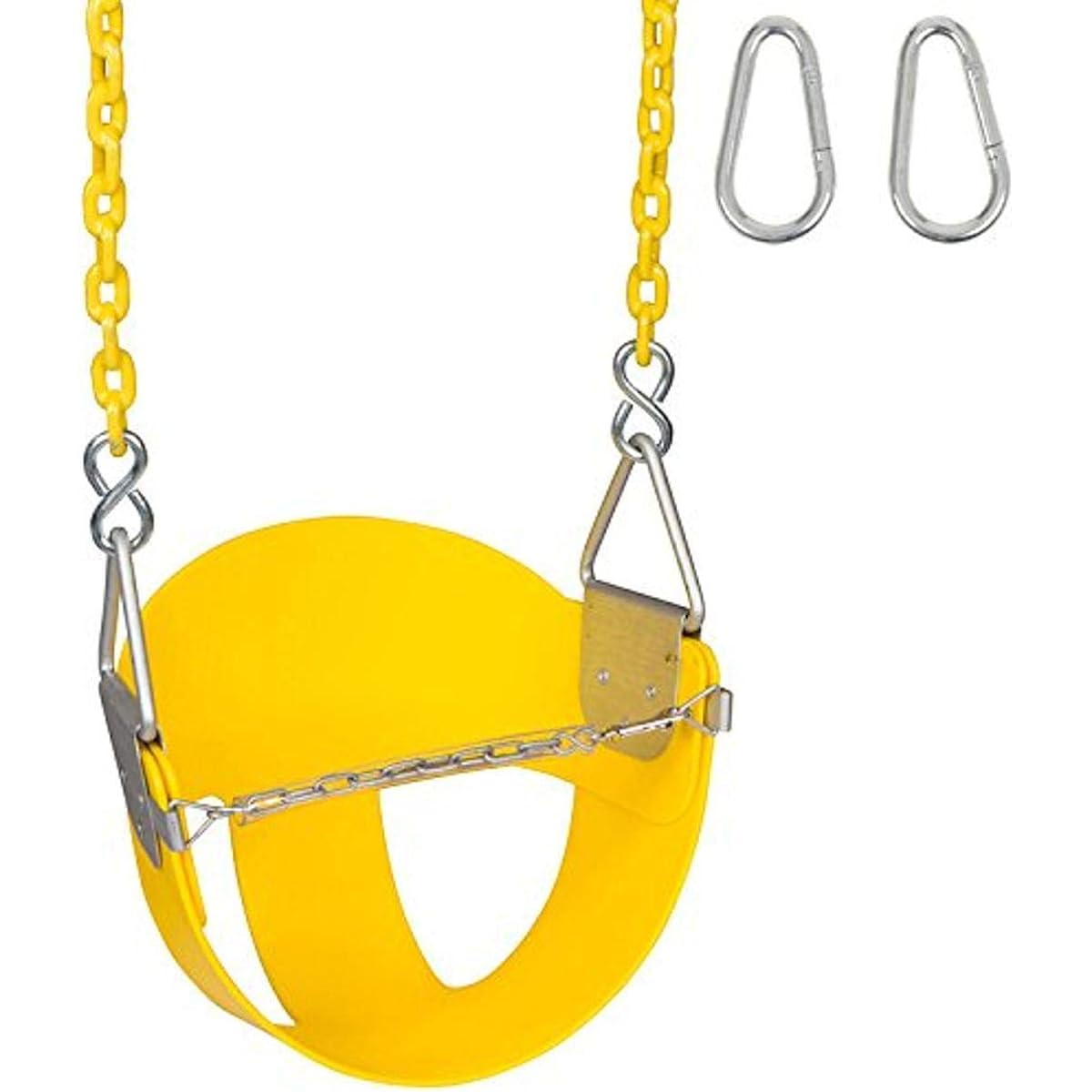 Swing Set Stuff Highback ½ Bucket (Yellow) with 8.5 ft. Coated Chain and SSS Logo Sticker