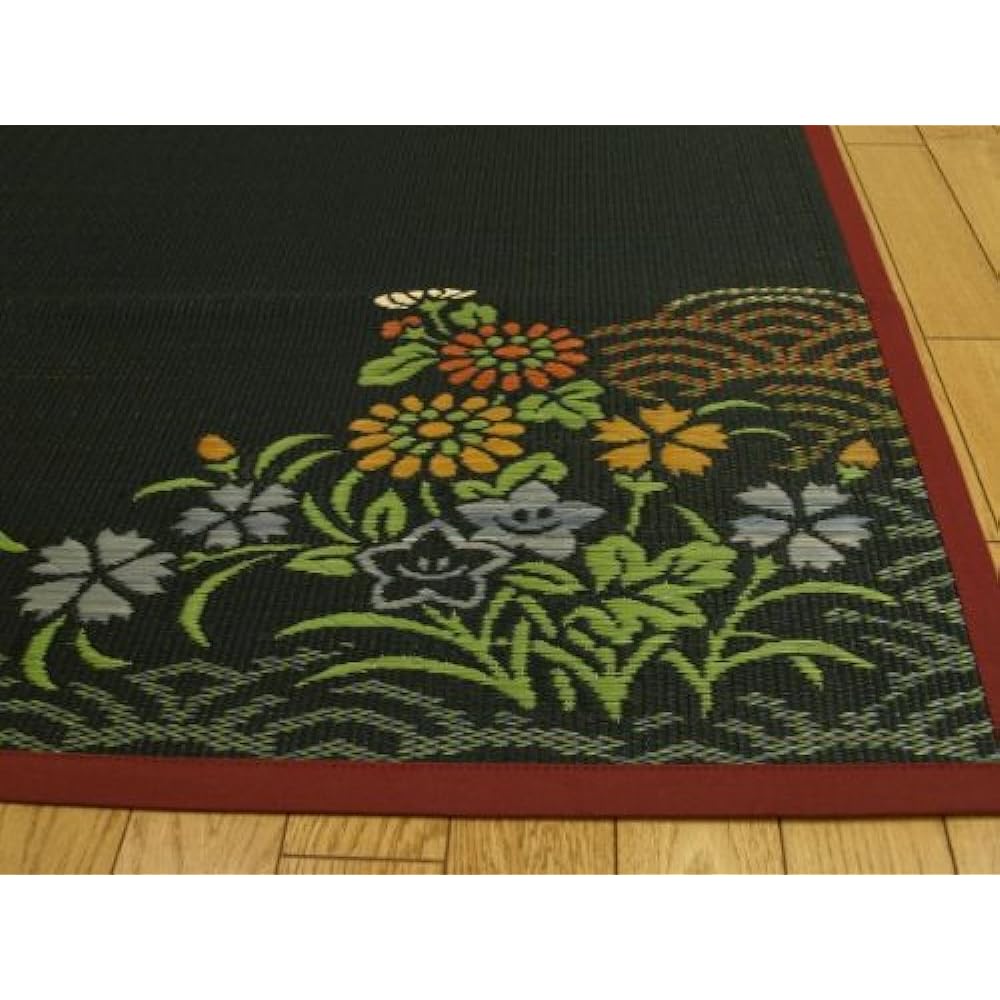 Purely domestic rush flower mat ``Summer Grass'' Black Edoma 6 tatami (approx. 261 x 352 cm) (#4120706)