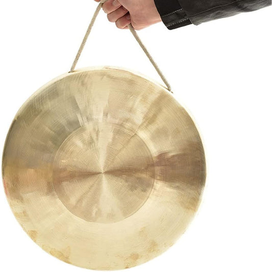 DOOKAA Gong, gong, drum, gong, 23 cm, with drumstick, handmade brass instrument, Chinese-style percussion instrument suitable for game performance (Color: 22 cm, Size:)